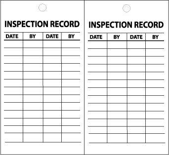NMC ST516250-TAGS, INSPECTION RECORD, 6X3, SYNTHETIC PAPER (250 PER BOX)