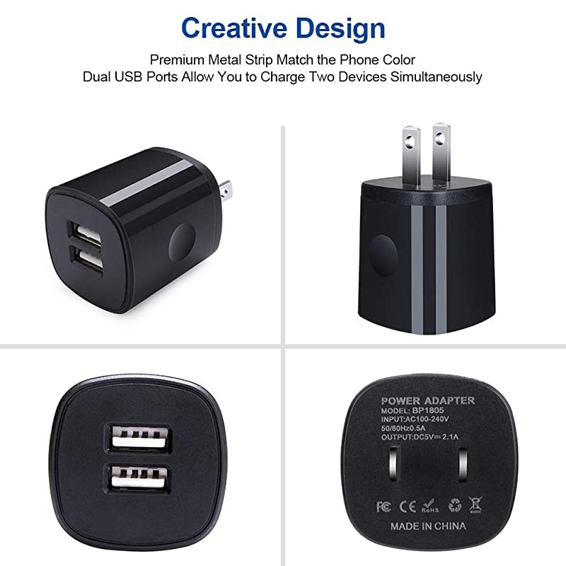 Charger Plug with 2 Pack 6FT Android Micro USB Cable Nylon Braided Cord Compatible for LG Aristo 3+ 4+ 2Arena 2Prime 2Phoenix 3 2 PlusFortune 2 LG K8V K50 K40 K30 Stylo 23 Plus