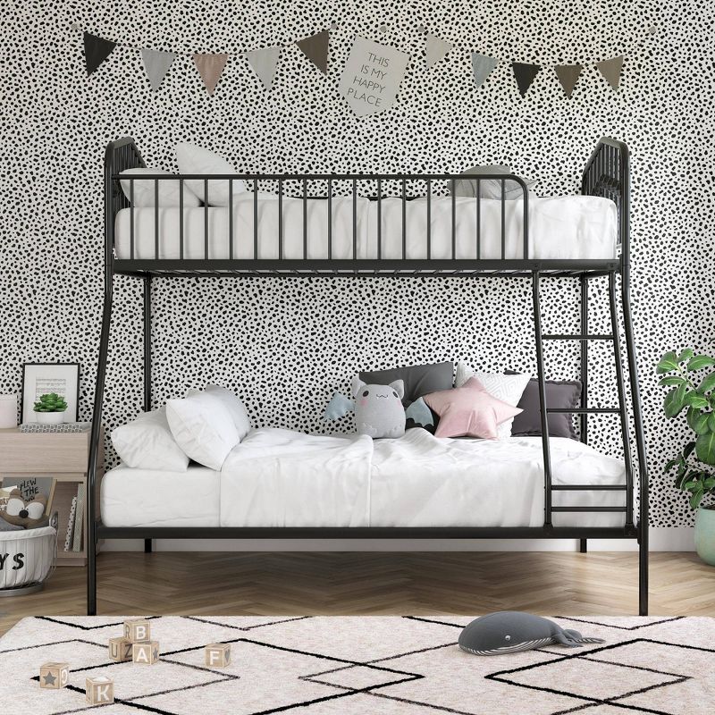 Twin/Full Kids' Bushwick Metal Bunk Bed Black - Novogratz