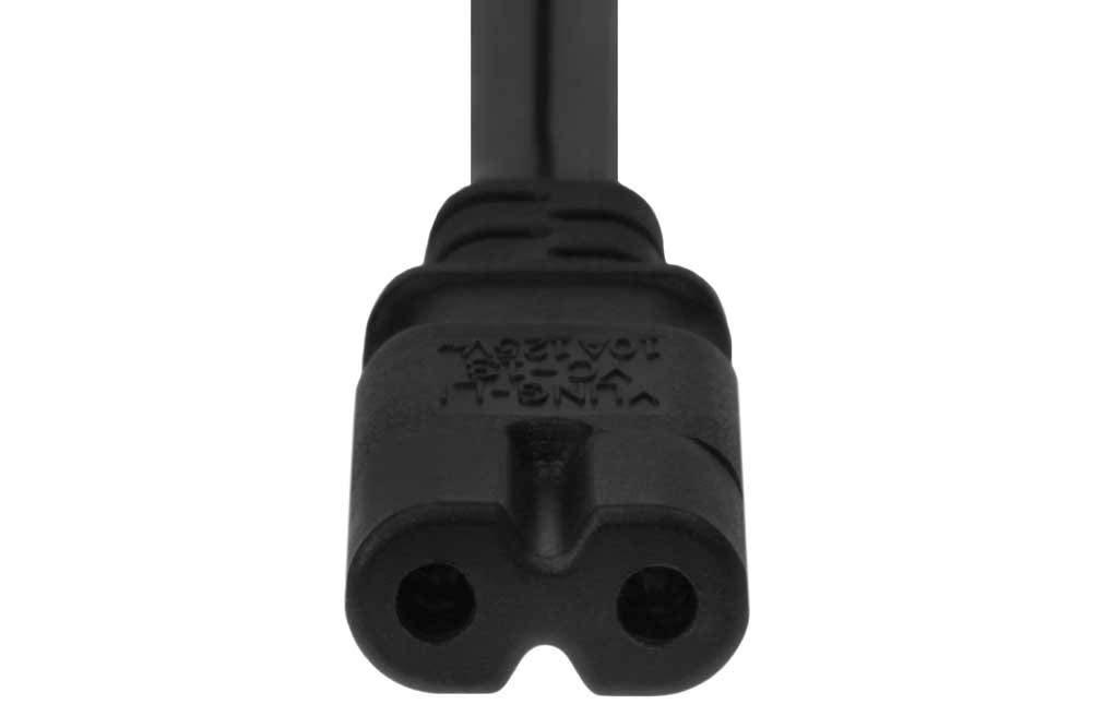 SF Cable 15ft Ultra Low Profile Angle Non-Polarized Power Cord NEMA 1-15P to IEC320 C7 18/2 AWG