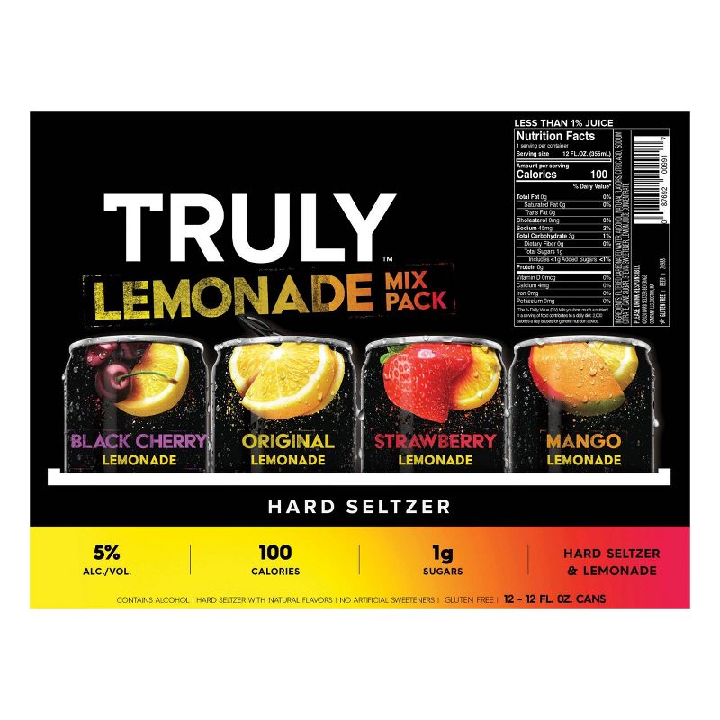 Truly Hard Seltzer Lemonade Mix Pack - 12pk/12 fl oz Slim Cans