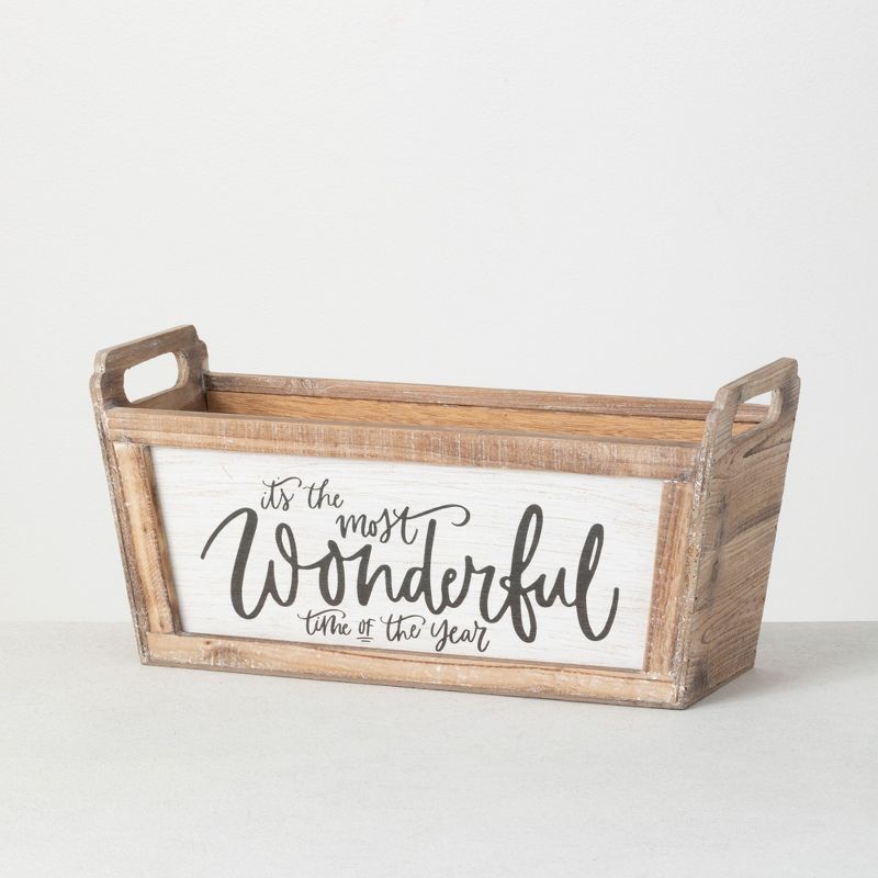 Sullivans "Wonderful" Wooden Planter 7.5"H Brown