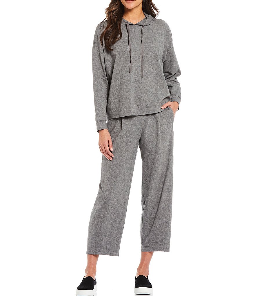 Eileen Fisher Heathered Organic Cotton Stretch Jersey Boxy Coordinating Hoodie