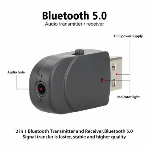 2in1 USB Bluetooth 5.0 Transmitter Receiver Adapter For TV PC Headphone Speaker