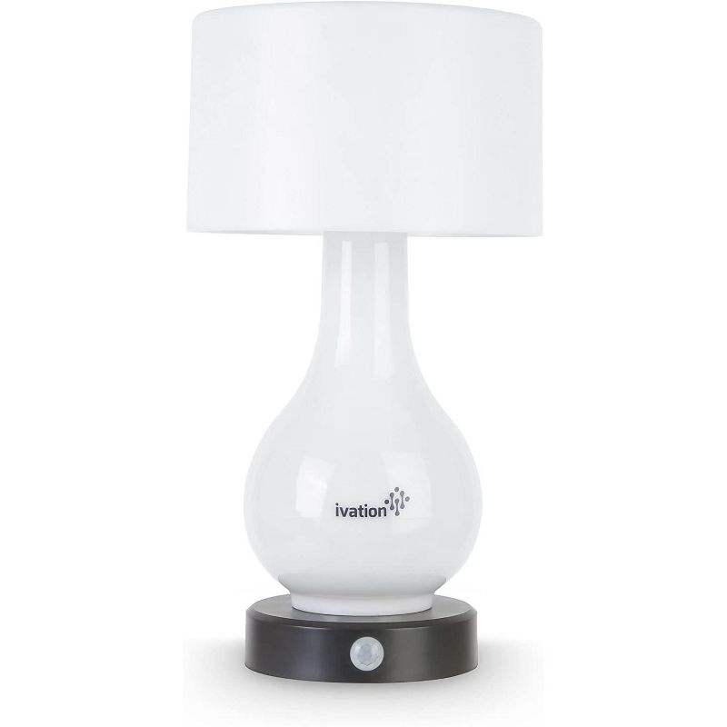 Ivation 6-LED Motion Sensing Small Table Lamp, Multi Zone Light: Body Only, Shade Only, or Both Body & Shade, Continuously White Light