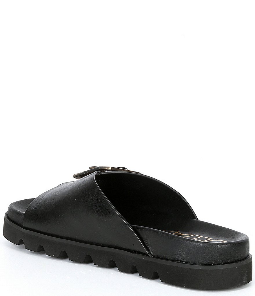 Deltan Benson Leather Buckle Lug Sole Slides