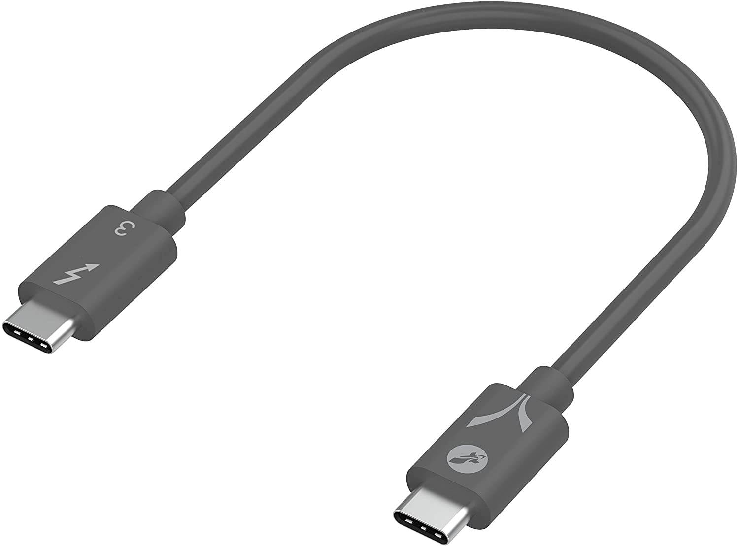 Sabrent Thunderbolt 3 (Certified) USB Type-C Cable | up to 40 Gbps | Supports 100W (5A, 20V) Charging | E-Mark Chip | (7.8"/ 20 cm) in Gray (CB-T320-GRY)