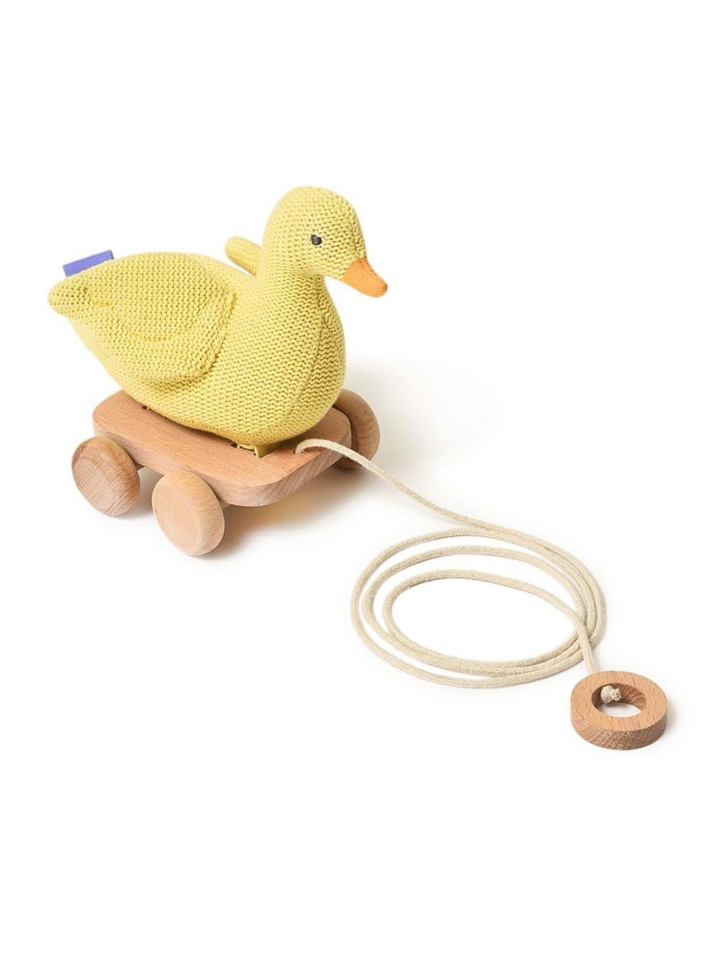 MiArcus Kids Yellow & Brown Duck Push And Pull Soft Toy