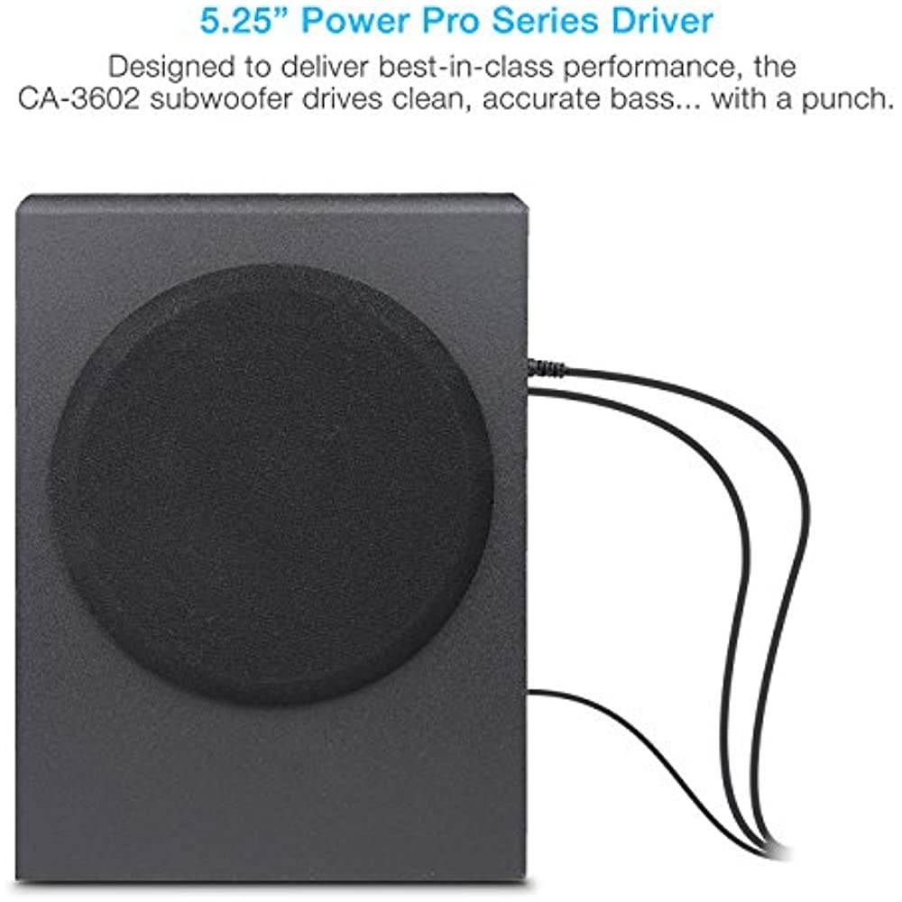 Cyber Acoustics CA-3602FFP 2.1 Speaker Sound System with Subwoofer and Control Pod - Great for Music, Movies, Multimedia Pcs, Macs, Laptops and Gaming Systems