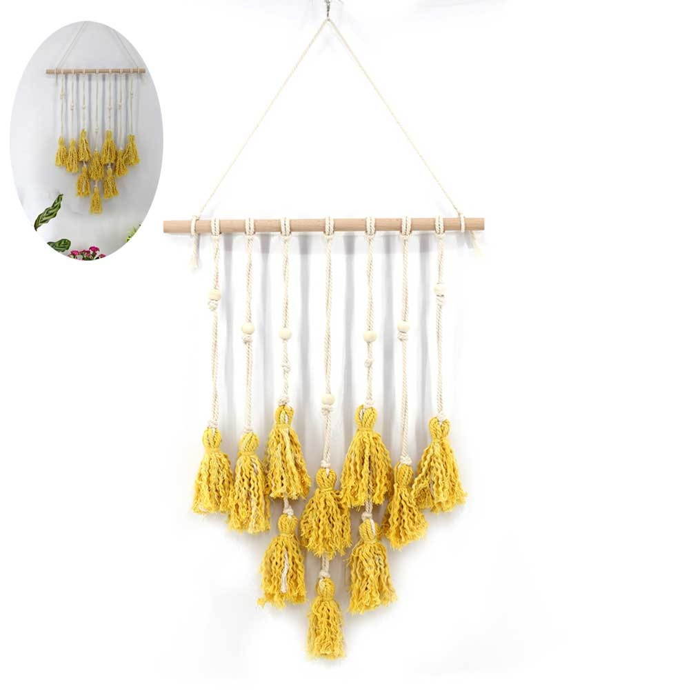 Handmade Tassel Dream Catcher Wall Hanging Catcher Ornament Craft Indoor Home Hanging Decor (Yellow 62 x 45cm)