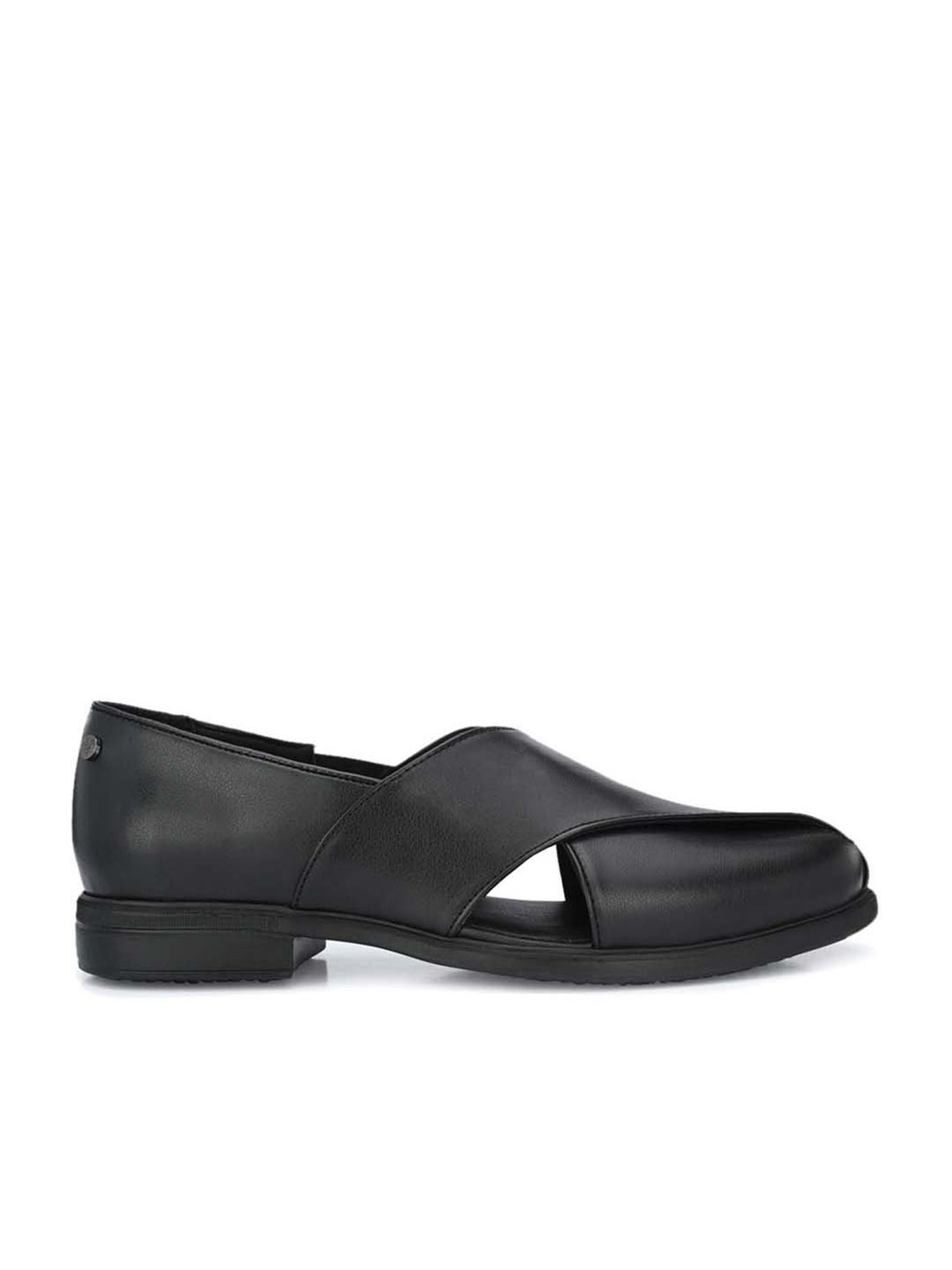 Delize Men's Black Cross Strap Sandals