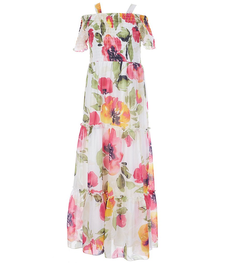 Bonnie Jean Big Girls 7-16 Tie-Dye Chiffon Tiered Maxi Dress