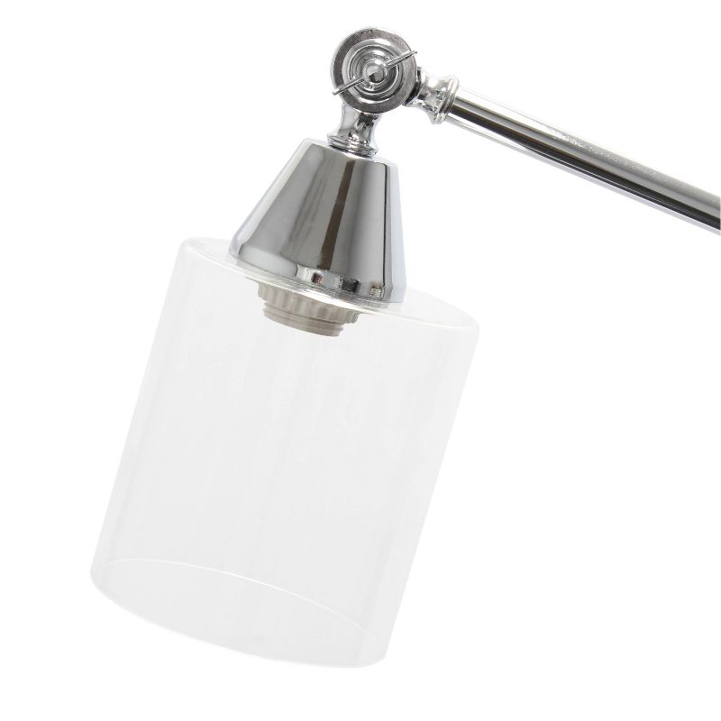 Swing Arm Floor Lamp with Glass Cylindrical Shade Chrome - Lalia Home