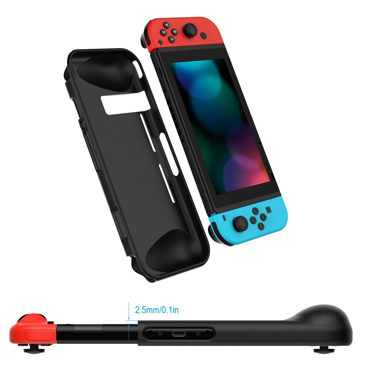 JETech Protective Case for Nintendo Switch 2017, Grip Cover with Shock-Absorption and Anti-Scratch Design (Black)