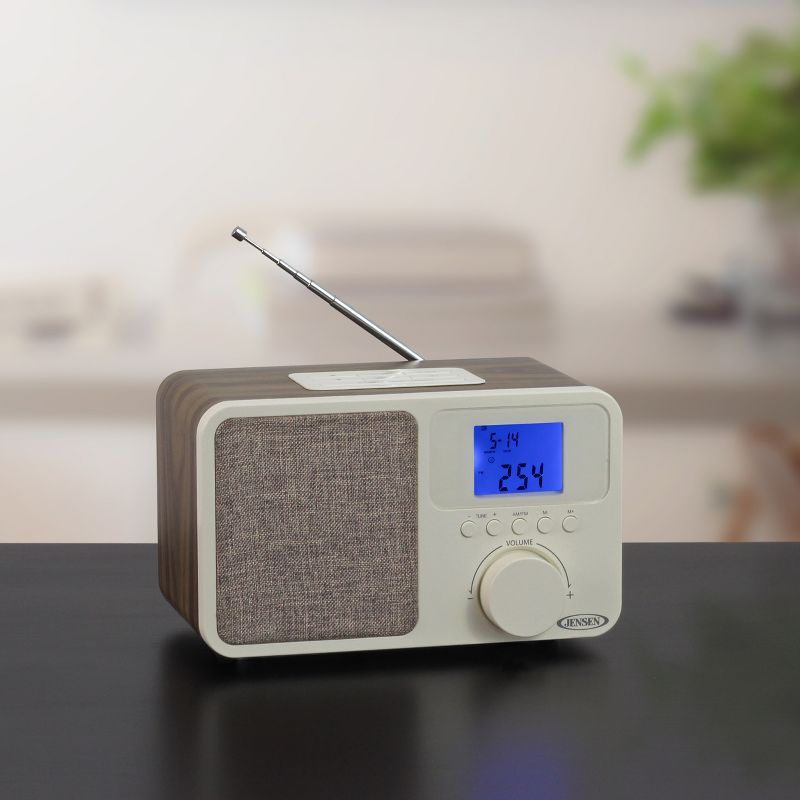 JENSEN AM/FM Digital Dual Alarm Clock Radio with LCD Display, 1A Charging Port for all Smartphones, Aux-in (JCR-315)
