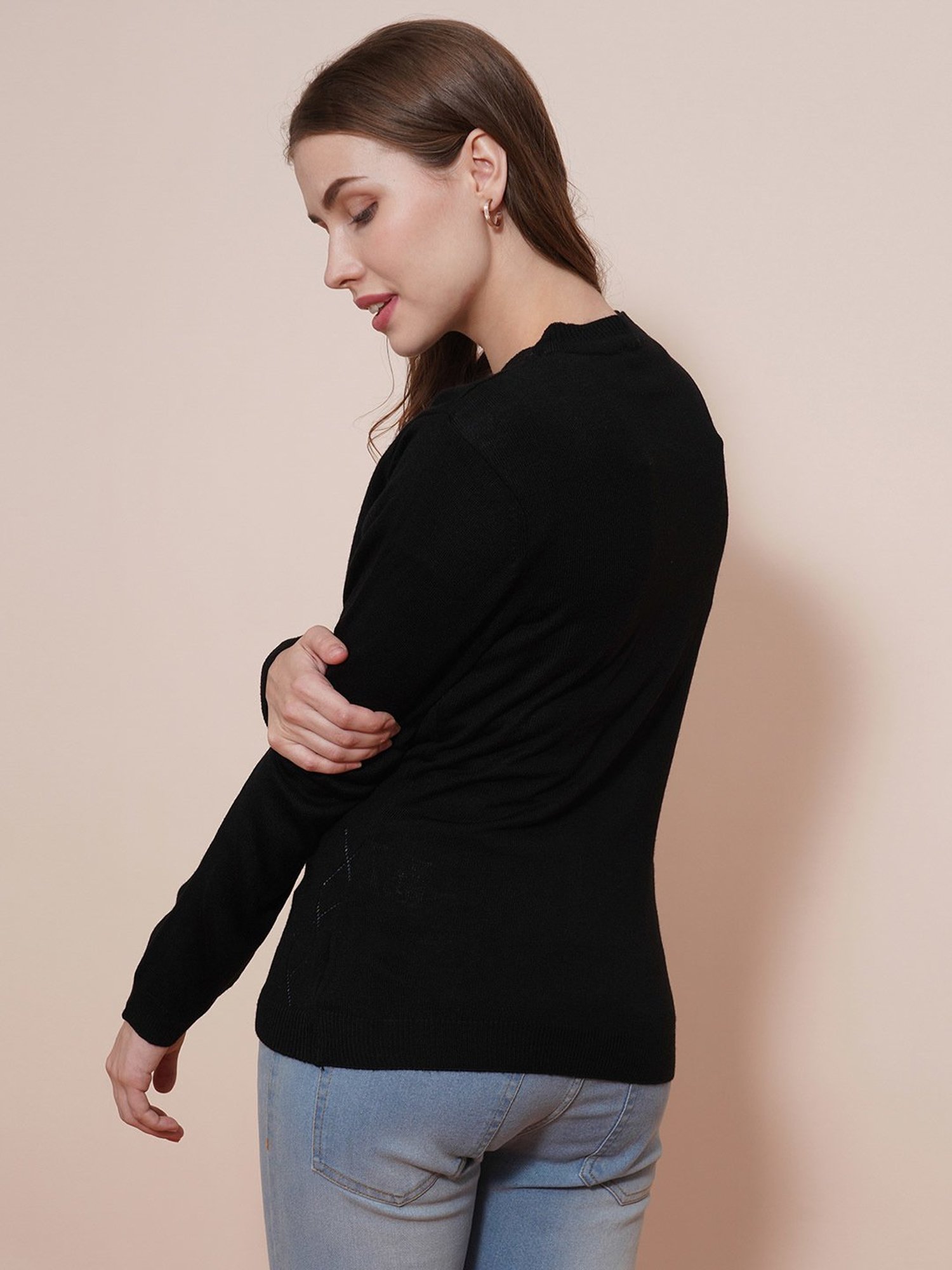 Globus Black Printed Sweater