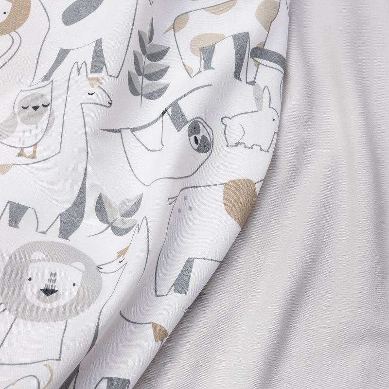 Crib Fitted Sheets Animals and Gray Solid - Cloud Island™ 2pk