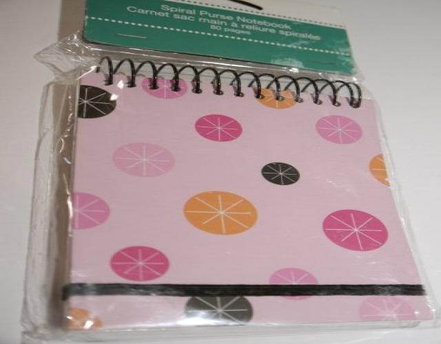 Spiral Purse Notebook Modern Pink Orange Brown Softback Flippad 3 3/8" x 4 1/8" 80 pages