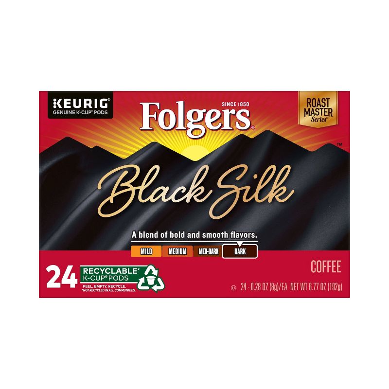 Folgers Black Silk Dark Roast Coffee - Keurig  K-Cup Pods - 24ct