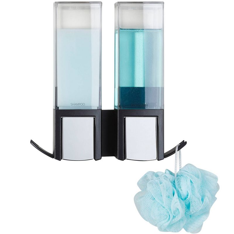 Clever Double Chamber Wall Mount Soap and Sanitizer Dispenser  Black - Better Living Products