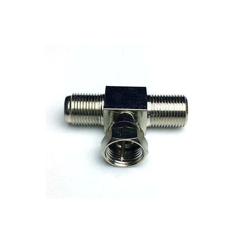F-Type Connector Male to 2 Female Splitter Adapter - F Male to F Dual Female (1 Pack)