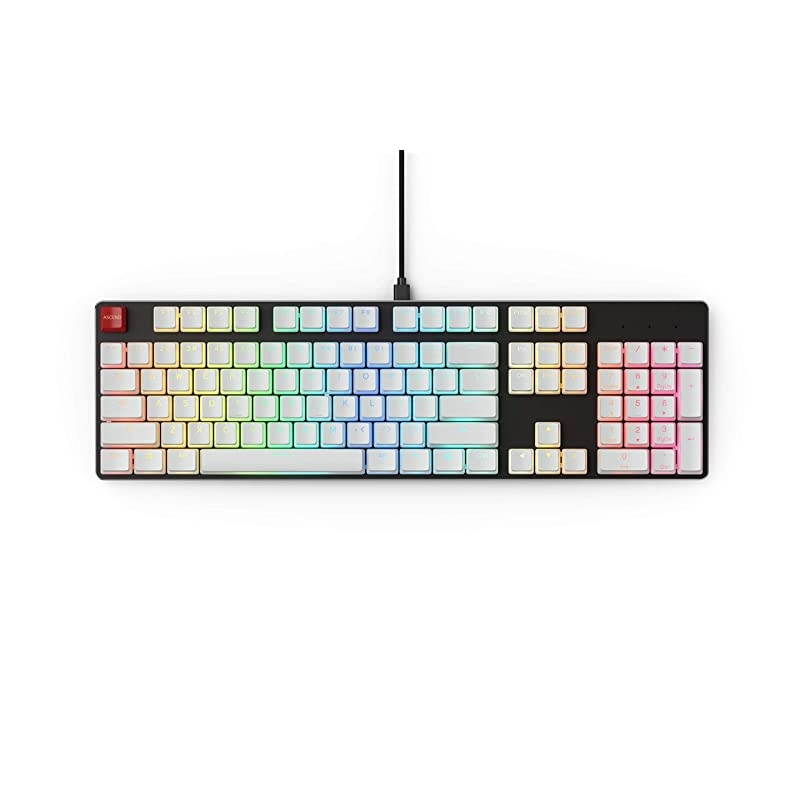 Aura Keycaps for Mechanical Keyboards - PBT, Pudding, Double Shot, White, Standard Layout | 104 Key, TKL, Compact Compatible (Aura (White))