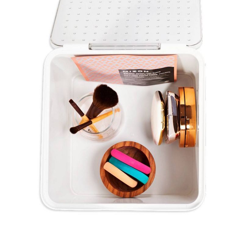 Small Stacking Bin with Lid Clear/White - Madesmart