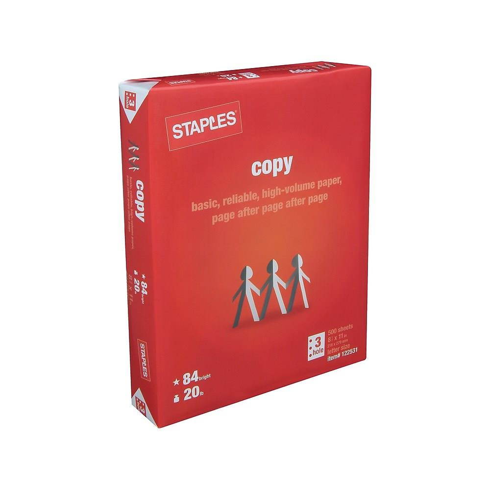 Staples 8.5" x 11" Copy Paper 20 lbs. 92 Brightness 500/Ream (221192) 122531