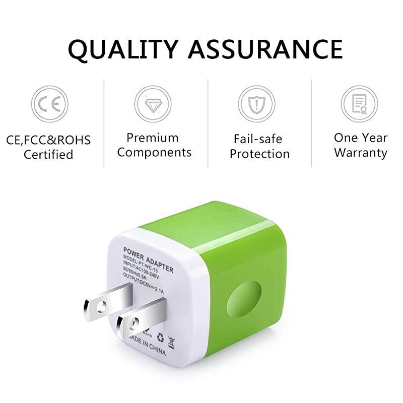 3Pcs Wall Charger,  Travel Charger Adapter Dual USB Port Fast Charging Block Cube Power Plug Box Base Brick for iPhone, Samsung Galaxy, LG, Moto, Google Pixel, Kindle, PS, HTC, Vivo, Oneplus