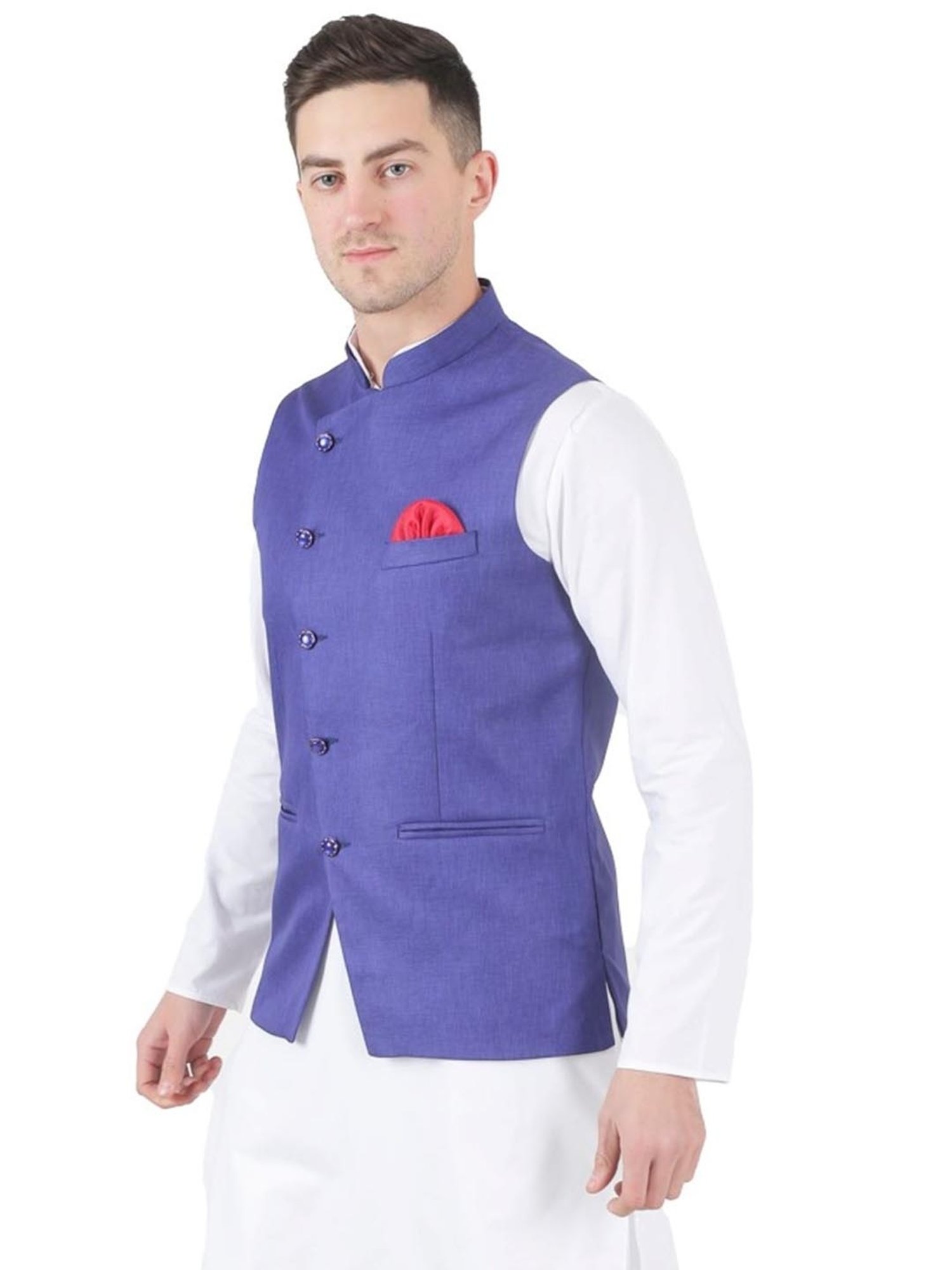 TAHVO Purple  Slim Fit Nehru Jacket