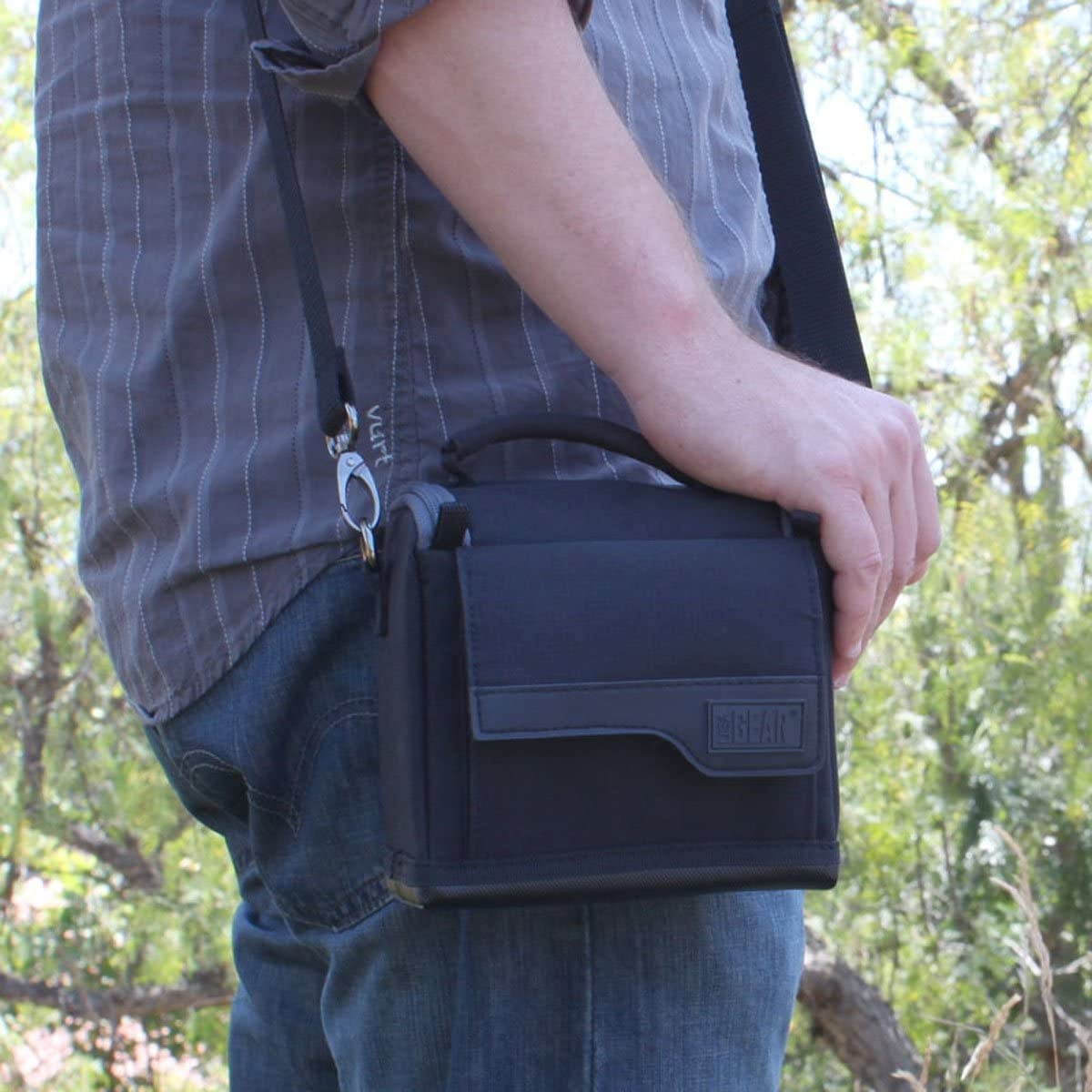 USA Gear Mini Projector Case Compatible with Anker Nebula Capsule - Small Protective Case for Micro Projector and Accessories with Customizable Interior, Shoulder Strap, Weather and Scratch Resistant