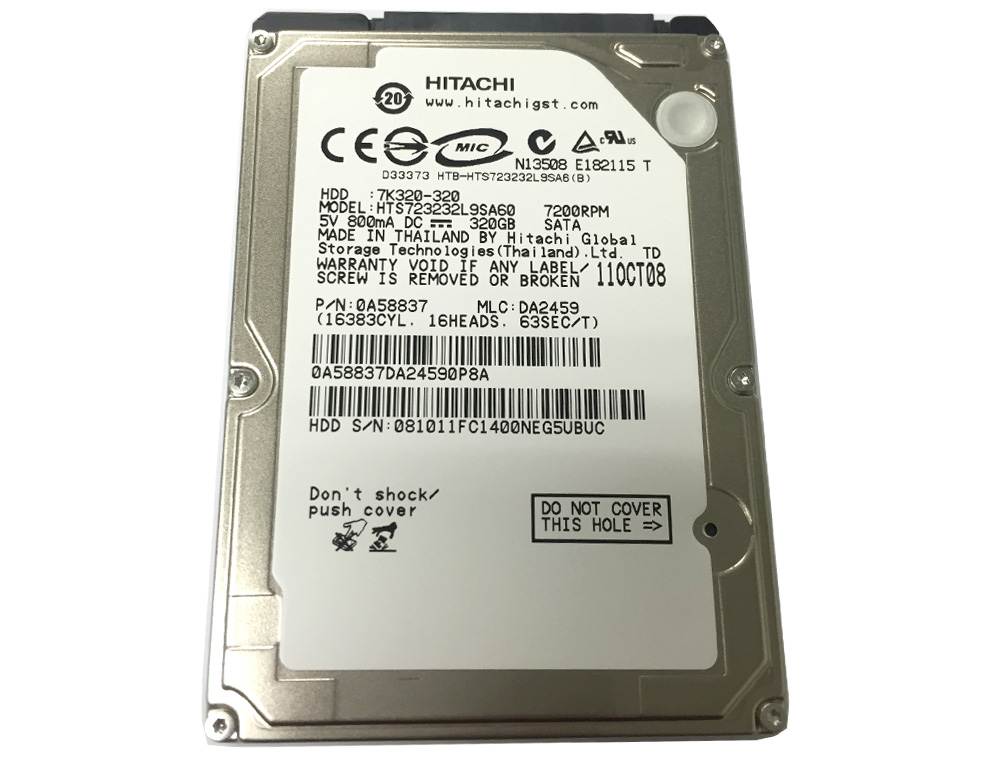 Hitachi Travelstar 7K320 HTS723232L9SA60 (0A58837) 320GB 16MB Cache 7200RPM SATA Notebook 2.5" Hard Drive -New OEM w/1 Year Warranty