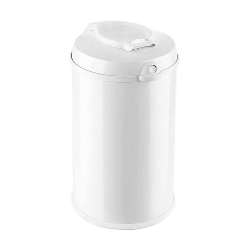 Bubula JR 60698 Premium Steel & Aluminum Diaper Waste Pail with Air Tight Lid and Security Lock for Nursery or Any Room Use, White