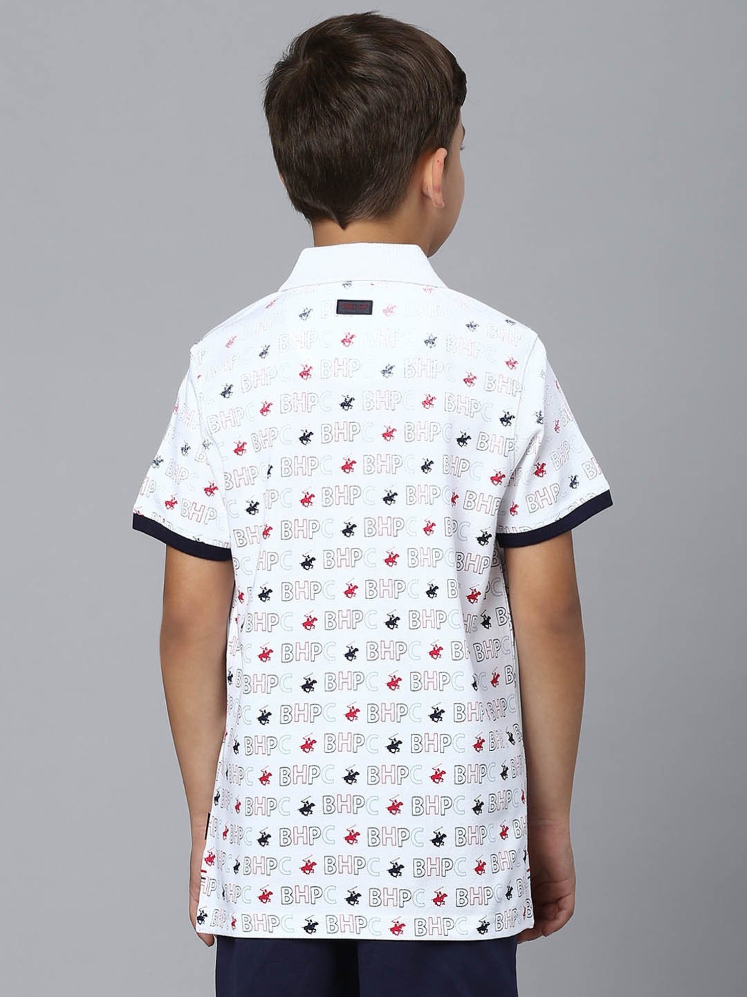 Beverly Hills Polo Club Kids White Printed Polo T-Shirt