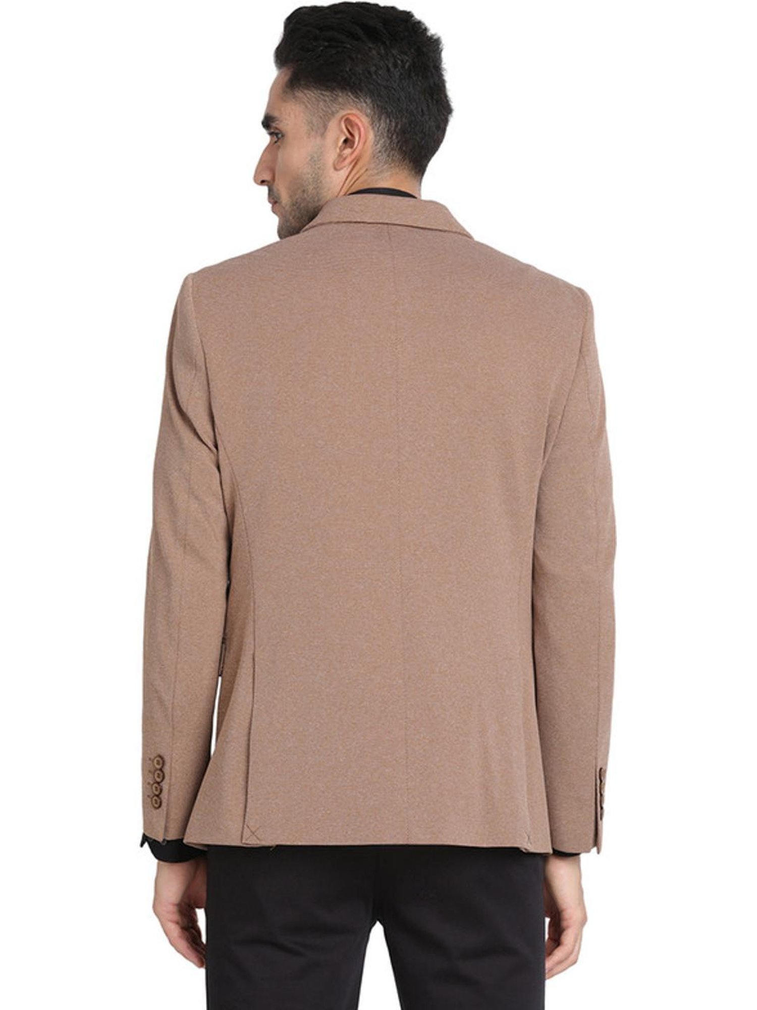 Turtle Brown Slim Fit Self Pattern Blazer
