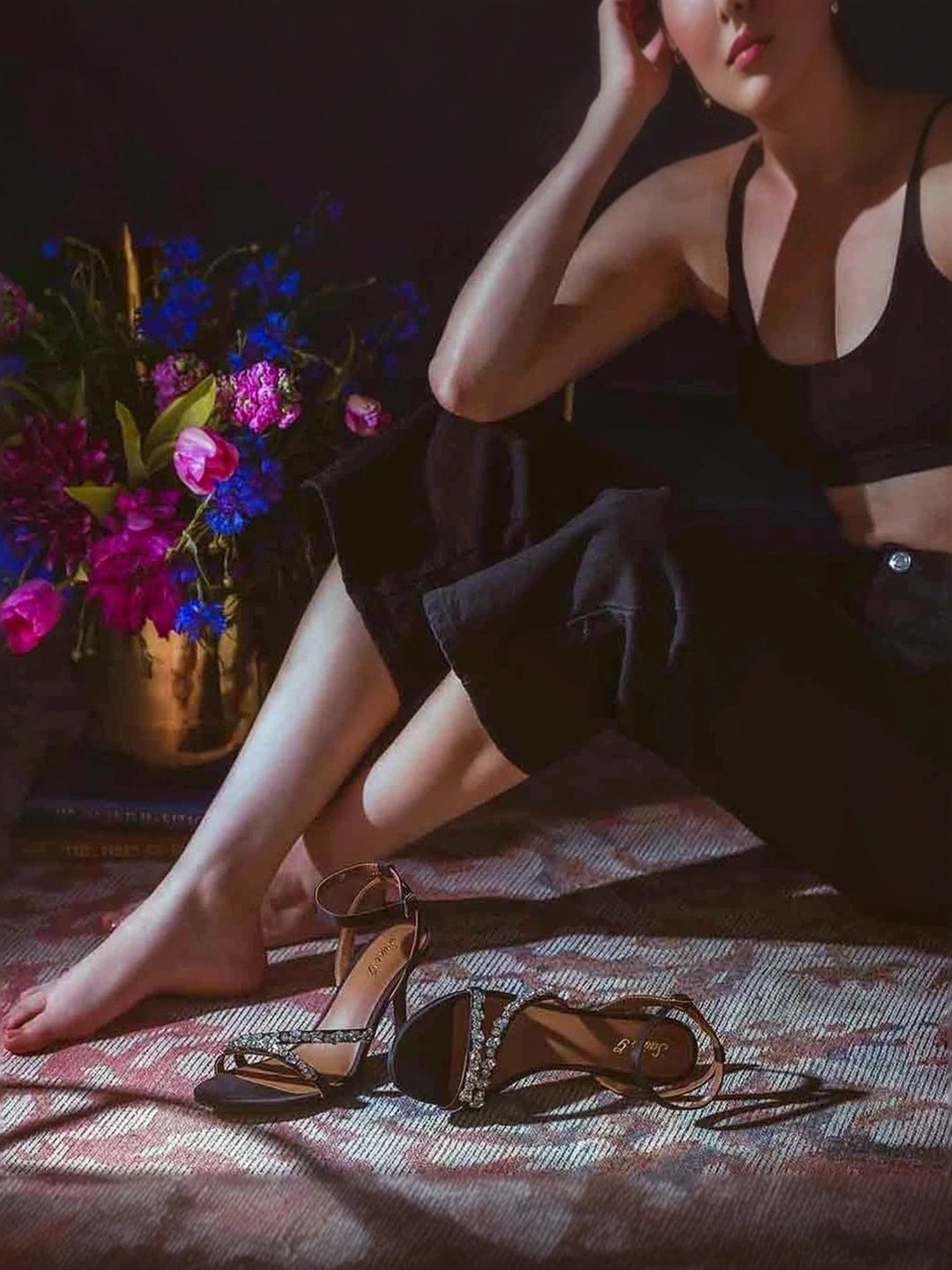 Saint G Women's Isla Black Ankle Strap Stilettos