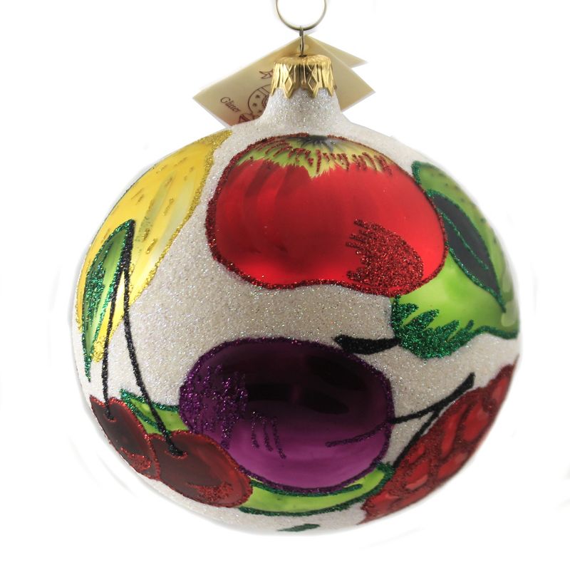 Larry Fraga Mixed Fruit Ornament Ball Apple Pear Grape  -  Tree Ornaments