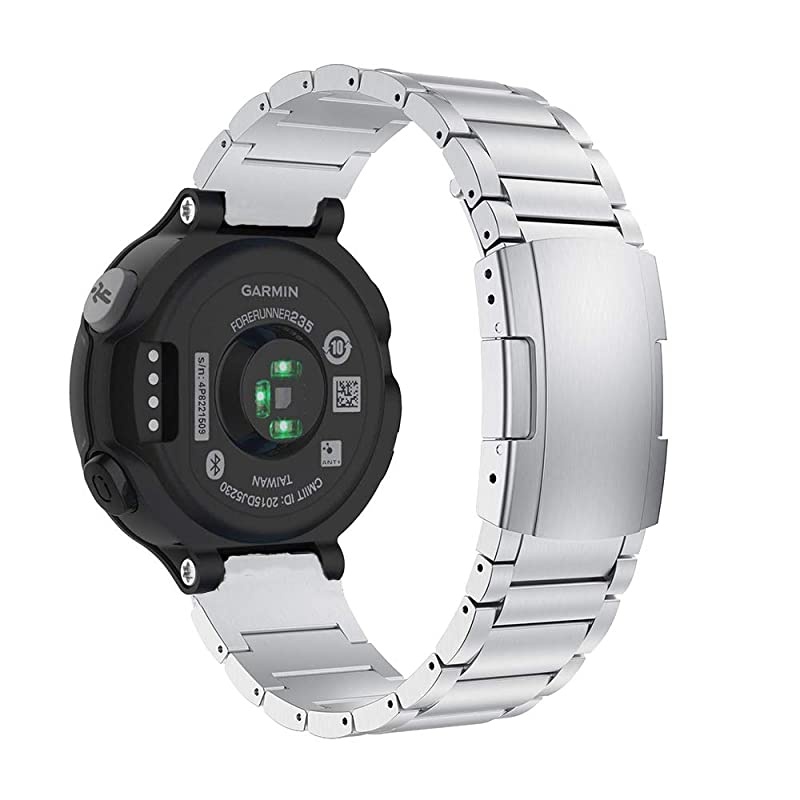 Forerunner 235 Band Solid Stainless Steel Metal Watch Strap Compatible for Garmin Forerunner 235220230620630735XT Smartwatch Silver