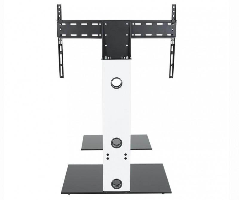 AVF FSL700LESW-A Lesina TV Floor Stand With TV Mounting Column For 32-Inch To 65-Inch TVs, Satin White With Black Shelf