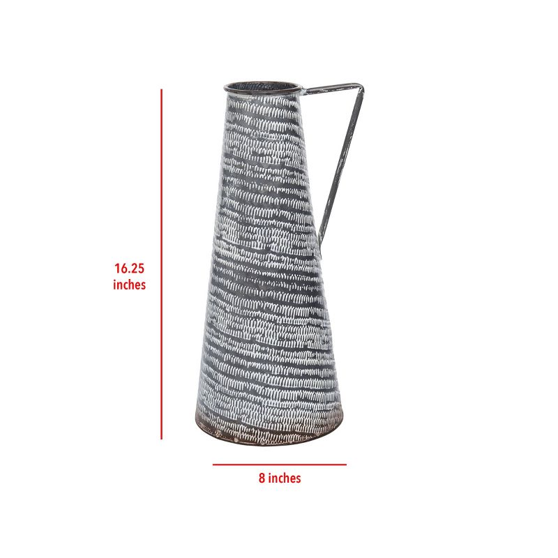 Distressed Whitewashed Patterned Metal Decorative Vase - Foreside Home & Garden