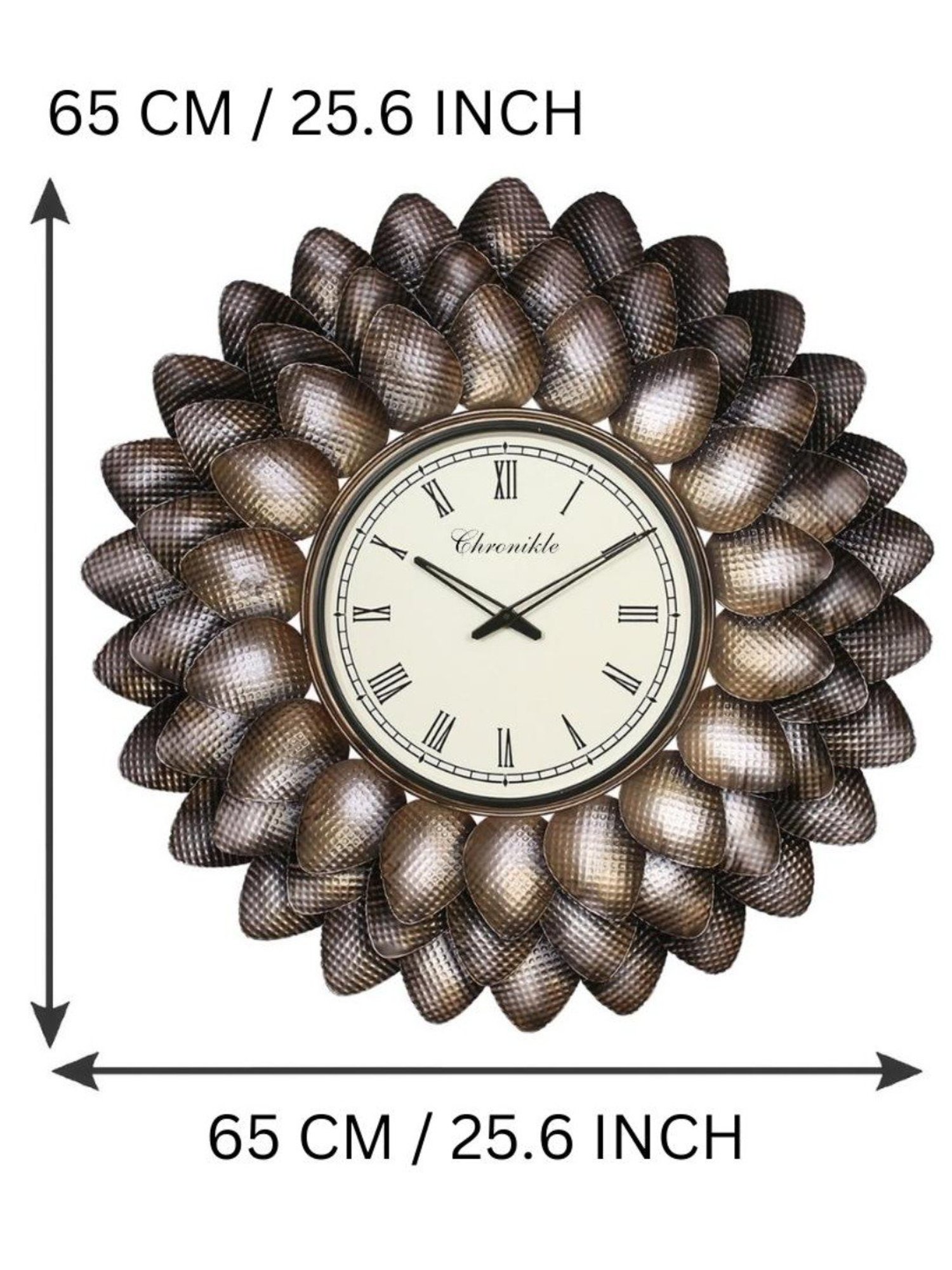 CHRONIKLE Sun Burst Style Black and Golden Iron Roman Number Analog Wall Clock