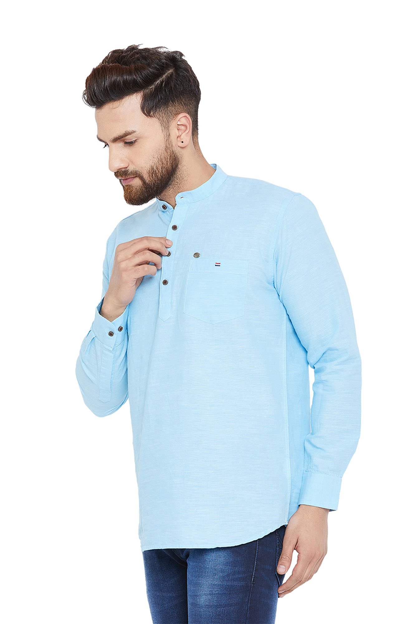 Duke Turquoise Regular Fit Cotton Kurta