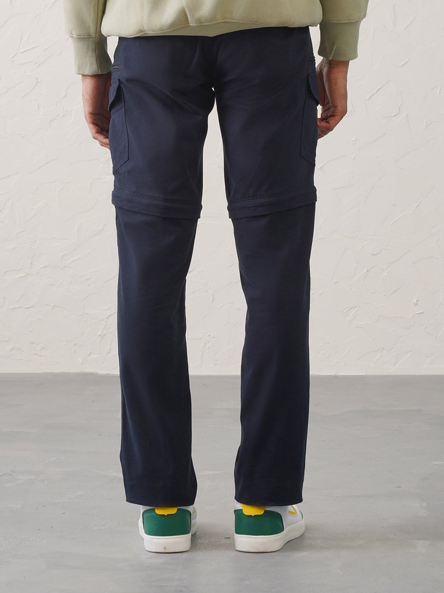 MinusOne Navy Regular Fit Convertible Cargos