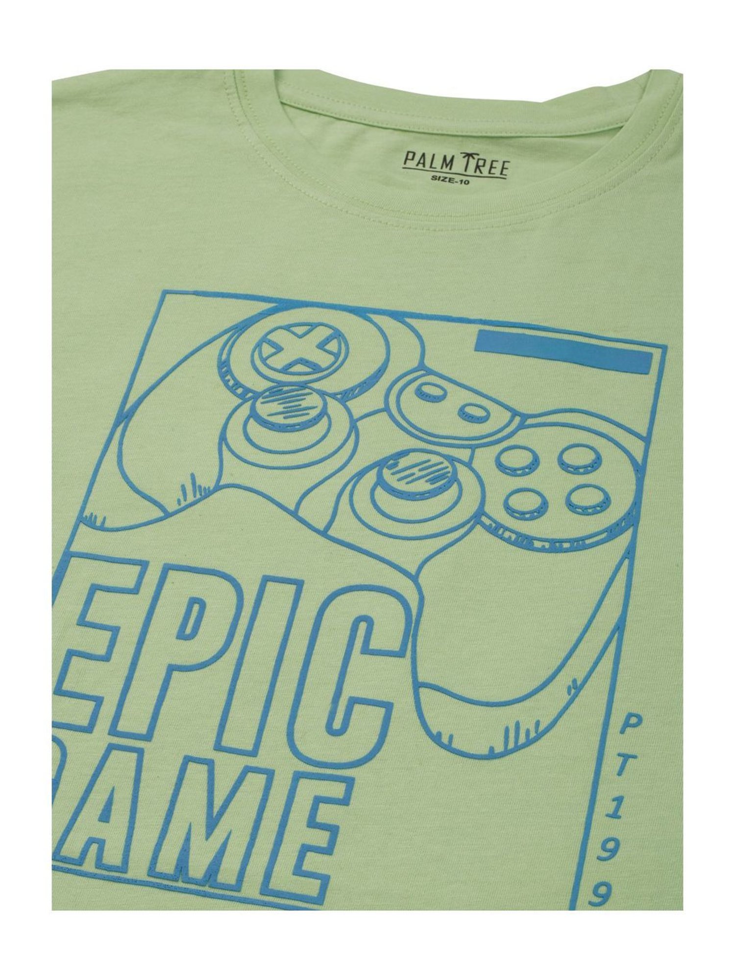 Palm Tree Kids Green Cotton Printed T-Shirt