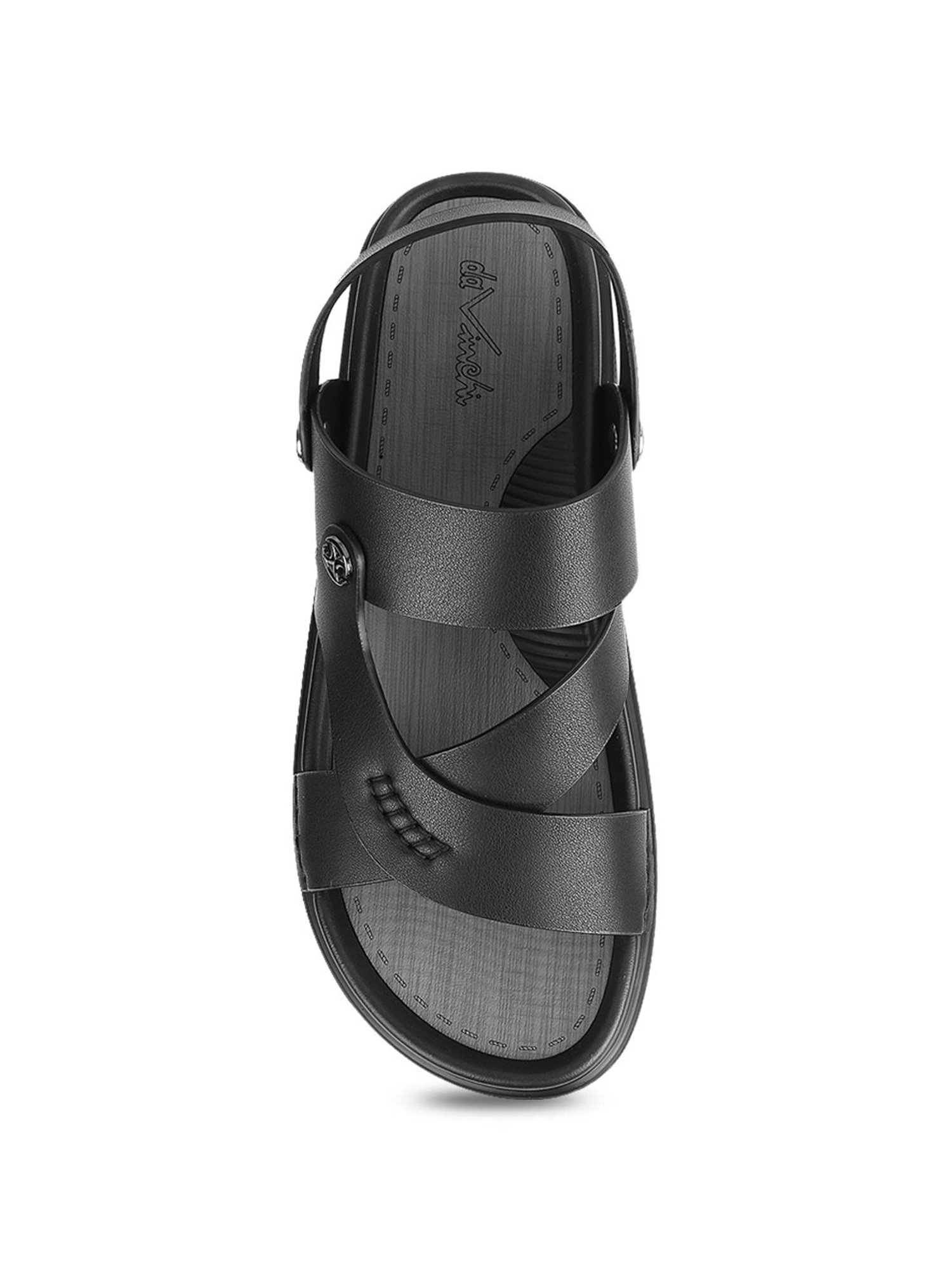 Da Vinchi by Metro Men's Black Back Strap Sandals