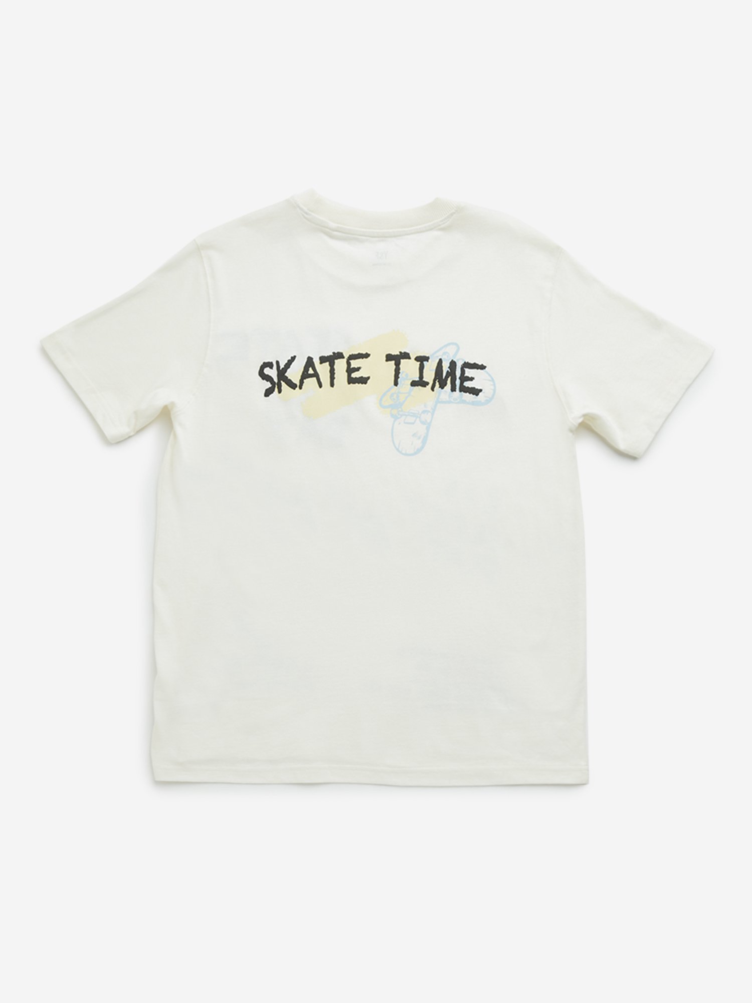 Y&F Kids by Westside Off-White Text Design Cotton T-Shirt