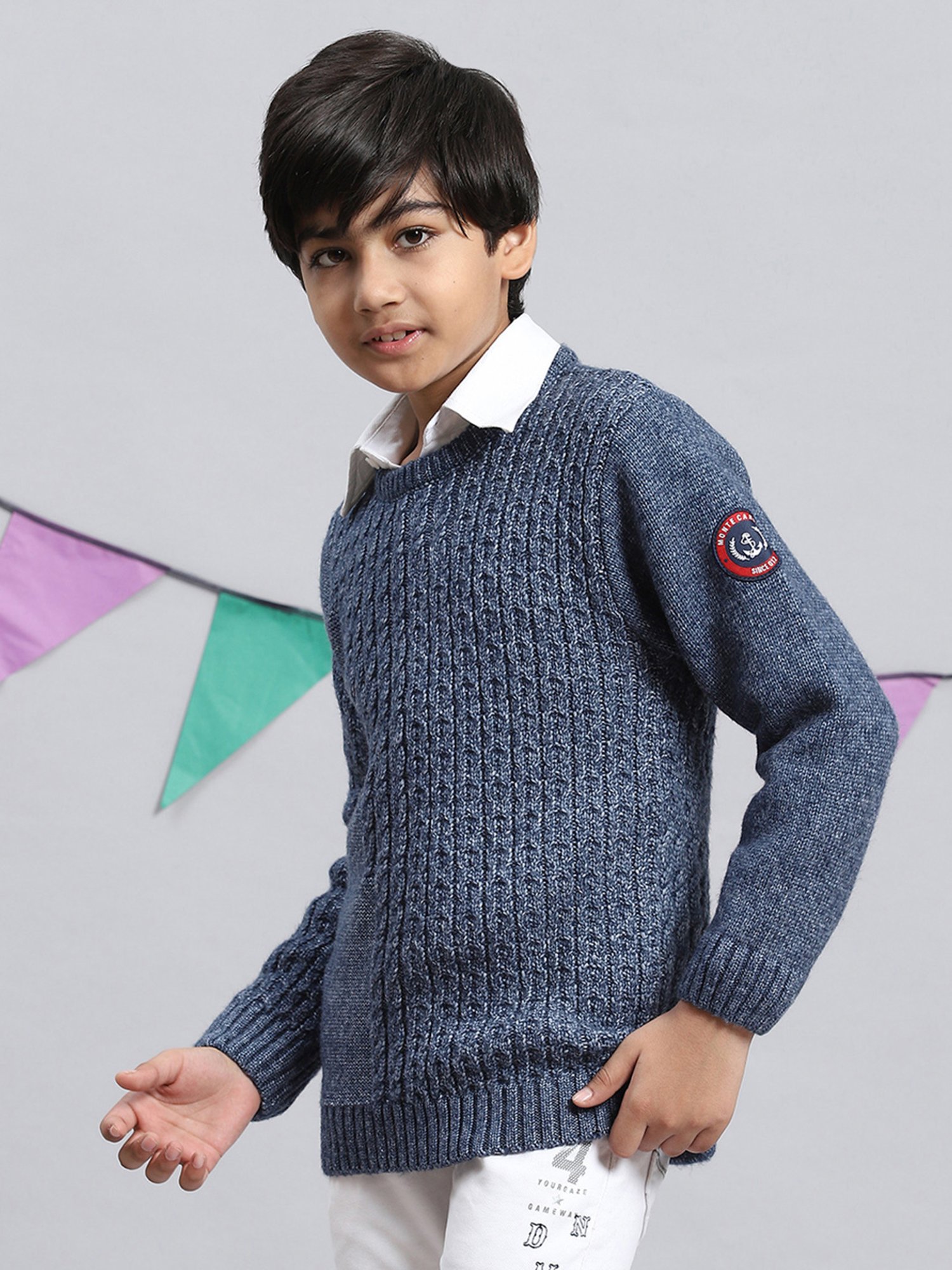 U.S. Polo Assn. Kids Black Self Design Sweater