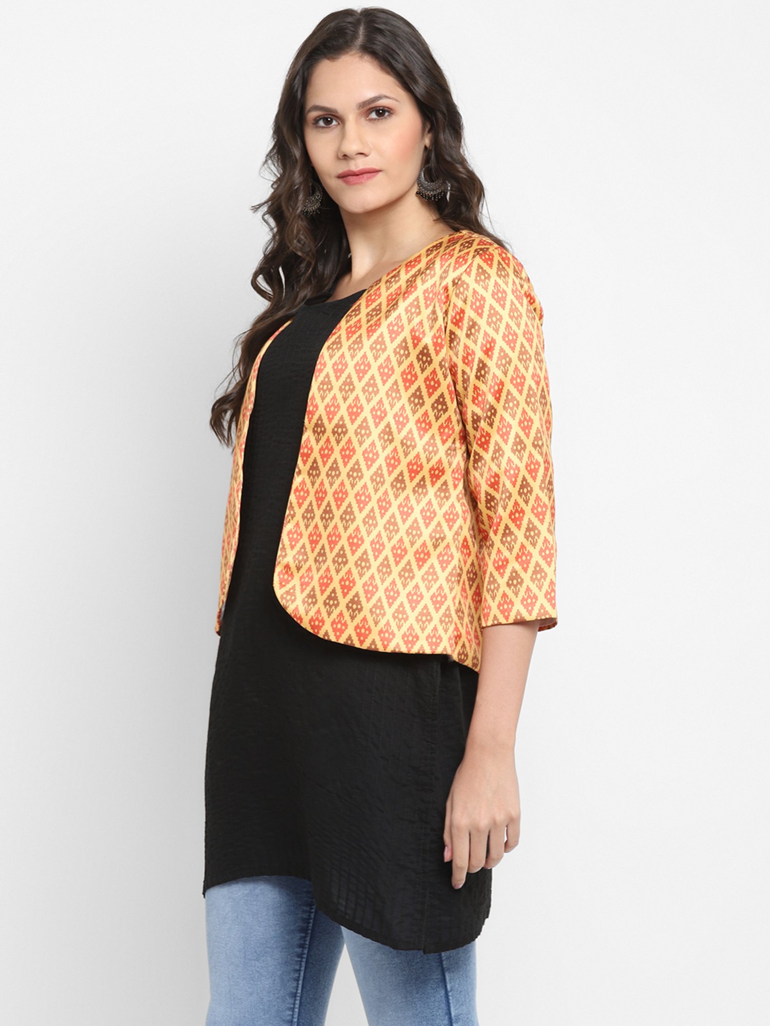 Hangup Yellow Printed Shrug
