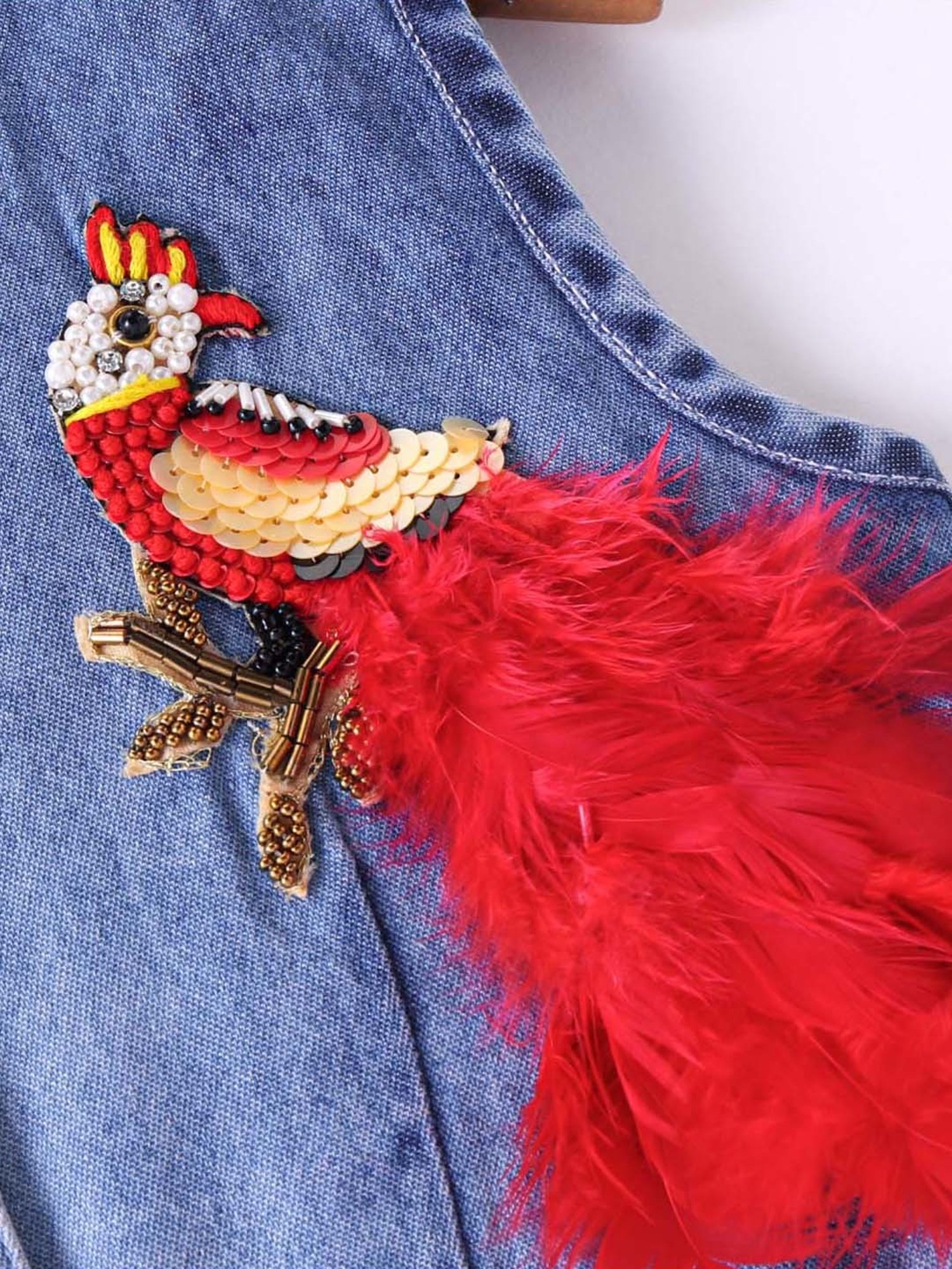 TWISHA Kids Blue & Red Applique Top Set