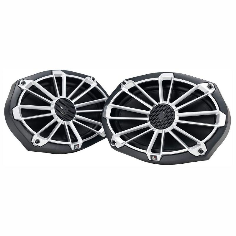 MB Quart NP1-169 Nautic Premium 140 Watt RV Boat Vehicle Outdoor Marine Speaker Pair with 3 Interchangeable Grill Color Options, Black